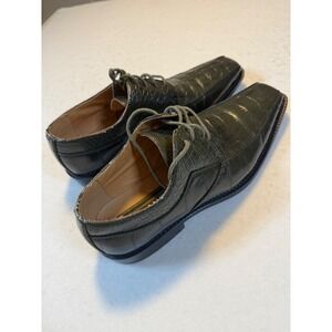 Mens Boland Olive Green Croc Embossed Square Toe Dress Shoes Size 9.5